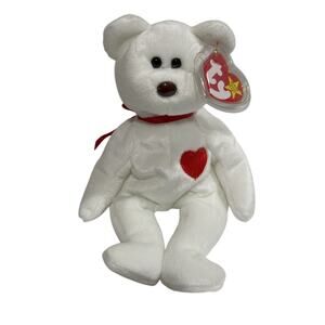 VTG Ty Beanie Baby/Attic Treasure Plush "Valentino White Bear"  Animal Toy 1993
